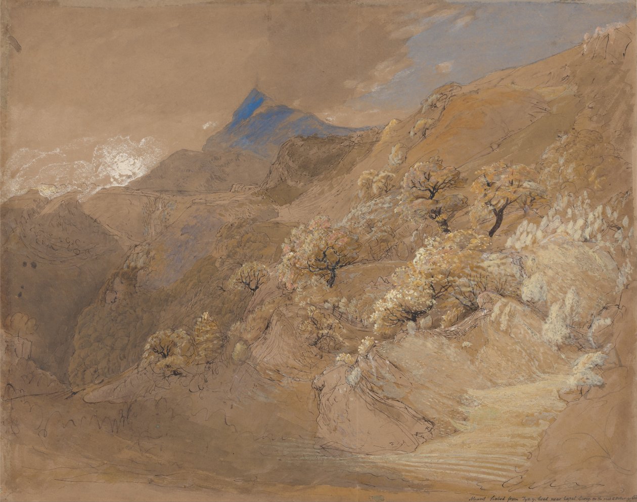 Siabod-vuori Tyn-y-Coedista Capel Curigin lähellä tekijältä Samuel Palmer