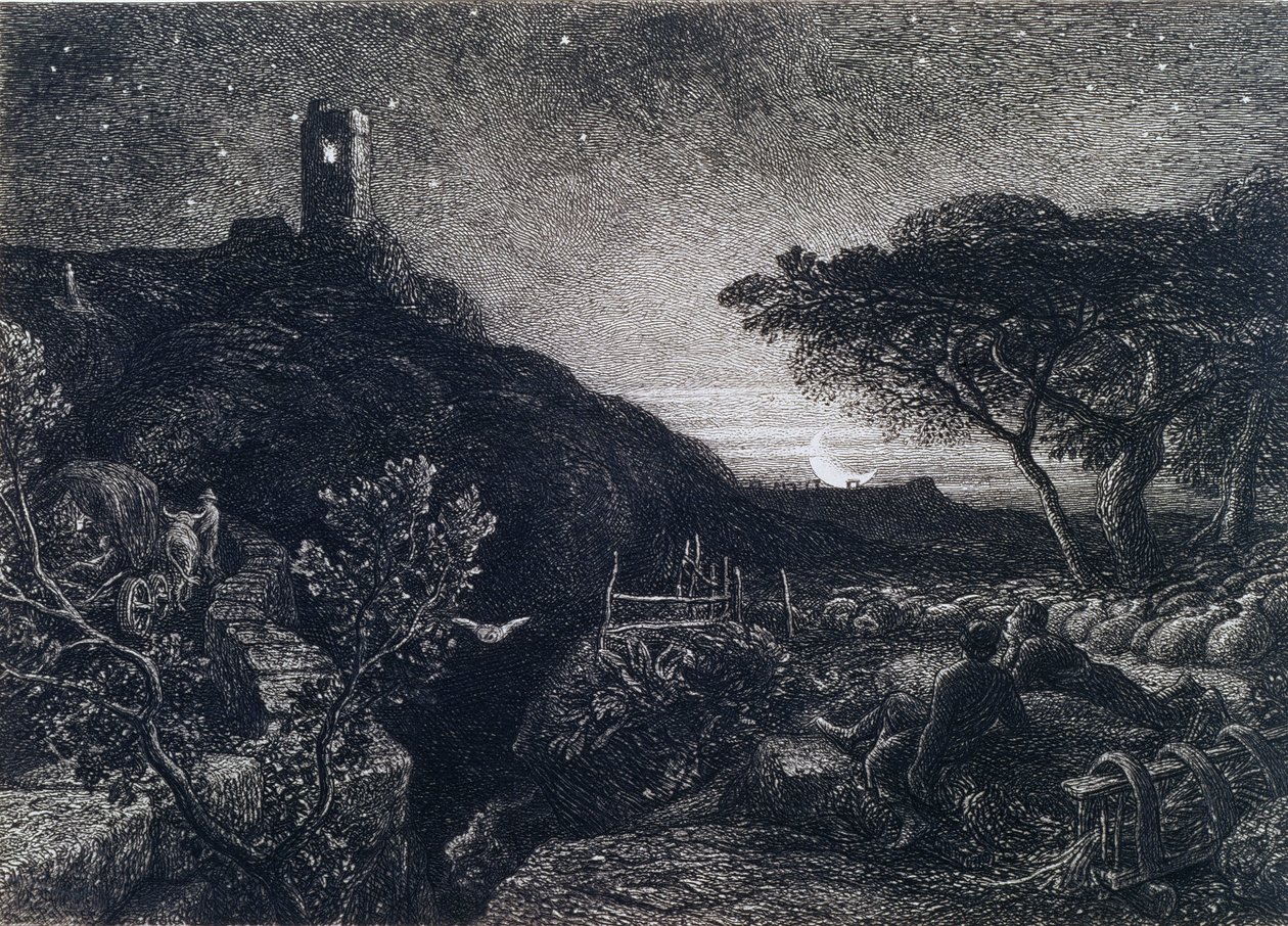 Yksinäinen torni, 1879 tekijältä Samuel Palmer