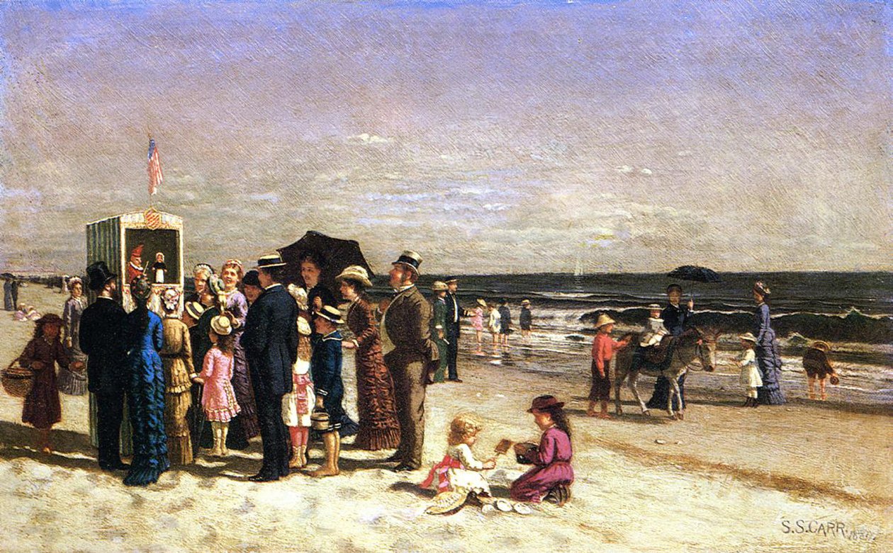 Punch und Judy on the Beach, Coney Island, 1880 tekijältä Samuel S. Carr