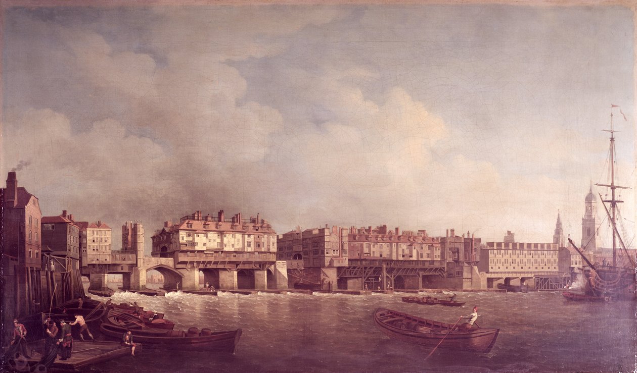London Bridge ennen muutosta vuonna 1757 tekijältä Samuel Scott