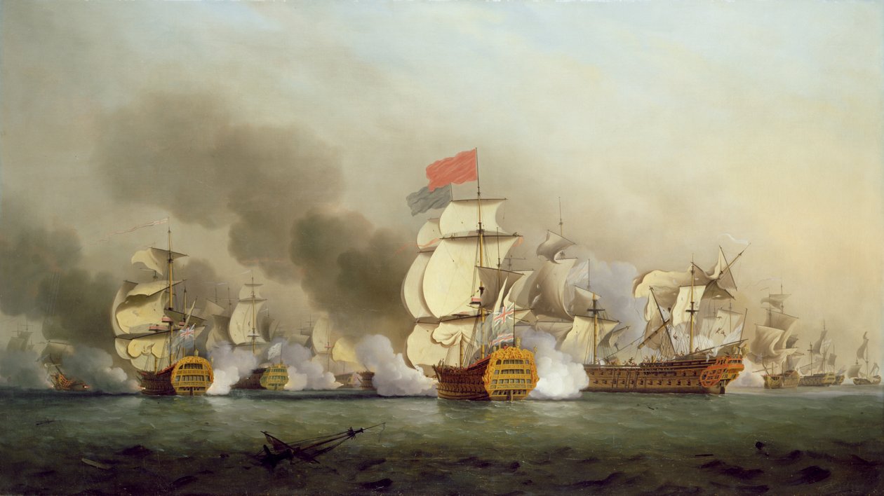 Vara-amiraali Sir George Ansonin (1697-1762) voitto Finisterren niemellä, 1749 öljy kankaalle tekijältä Samuel Scott
