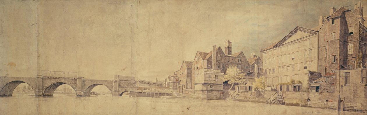 Näkymä Westminster Bridgelle (wc paperilla) tekijältä Samuel Scott
