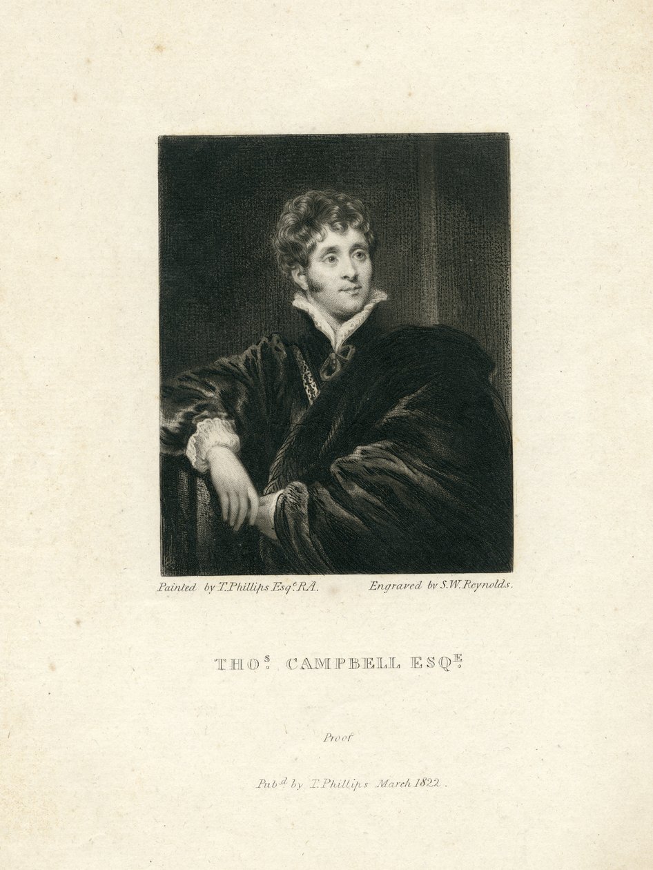 Thomas Campbell, 1818 (mezzotintta) tekijältä Samuel William I Reynolds