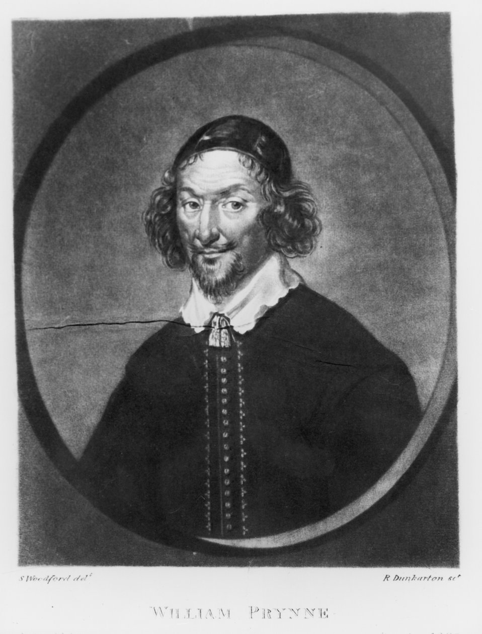 William Prynne (1600-69) kuvitus teoksesta "Ison-Britannian historian maineikkaiden hahmojen muotokuvat", kaiverrus Robert Dunkarton (1744-n. 1817) (mezzotint) tekijältä Samuel Woodforde