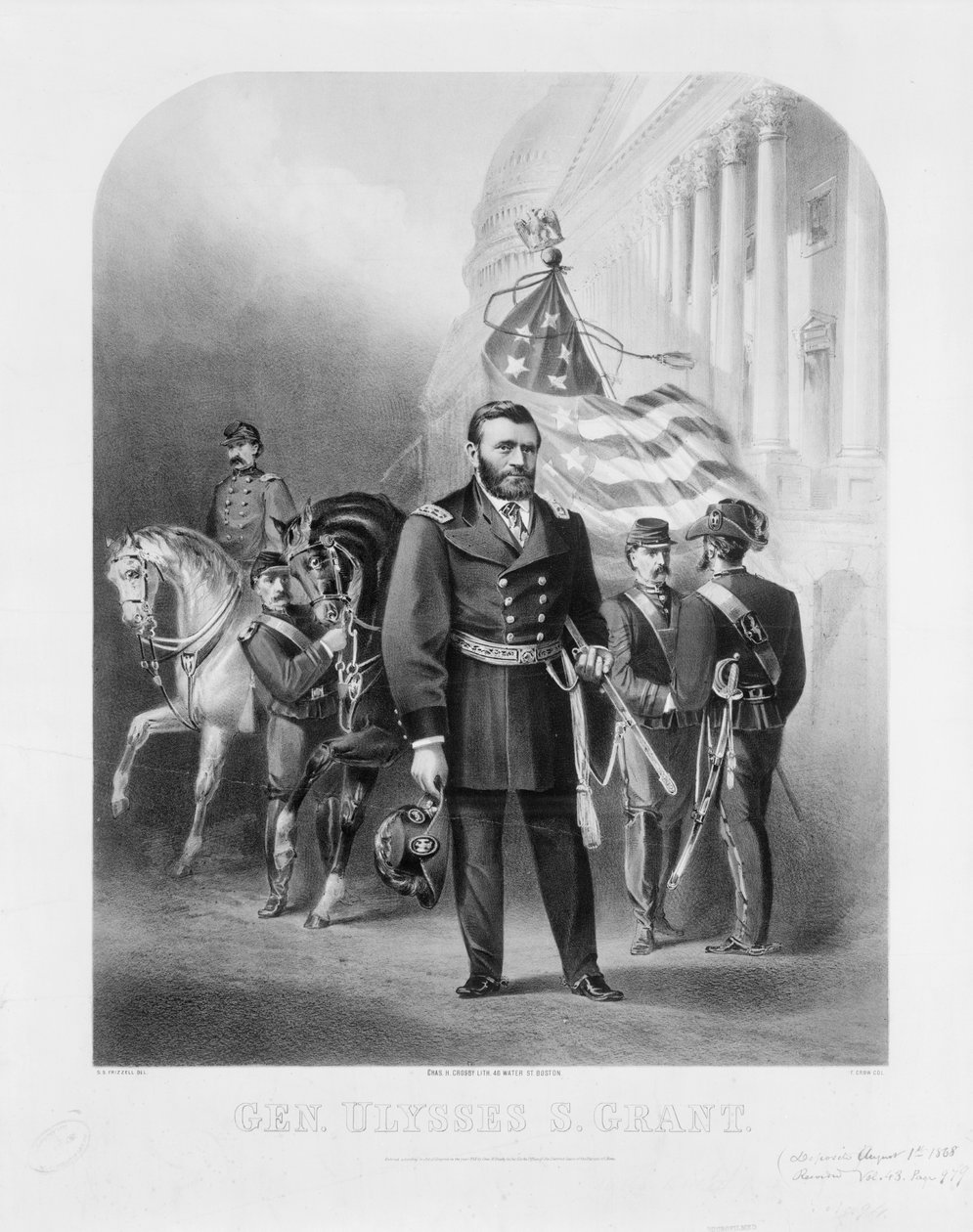 Kenraali Ulysses S. Grant Yhdysvaltain kapitolissa, 1868 tekijältä Samuel after Frizzell