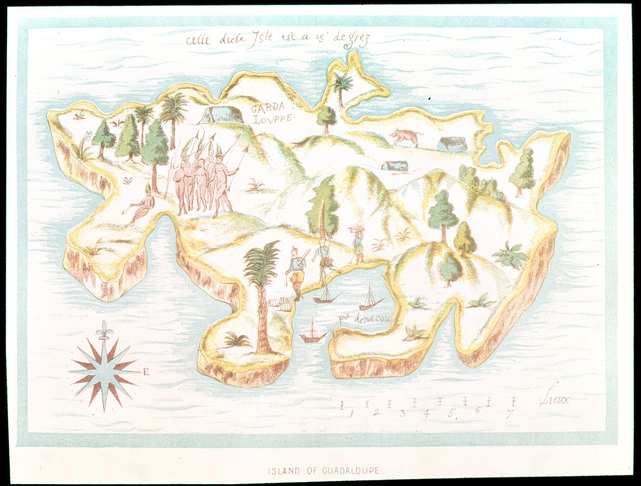 Martiniquen saaren kartta, 1599 tekijältä Samuel de Champlain