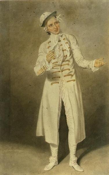 William Farren (1786-1861) Lord Oglebynä David Garrickin ja George Coleman vanhemman elokuvassa The Clandestine Marriage Covent Garden Theatressa, 1818 (wc paperilla) tekijältä Samuel de Wilde