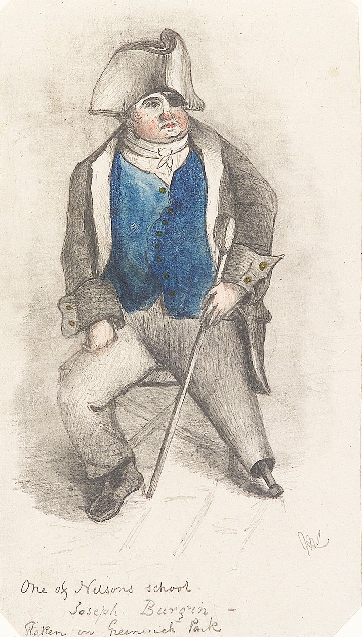 Joseph Burginin muotokuva, noin 1844 (grafiitti ja akvarelli). tekijältä Samuel (attr.to) Lane
