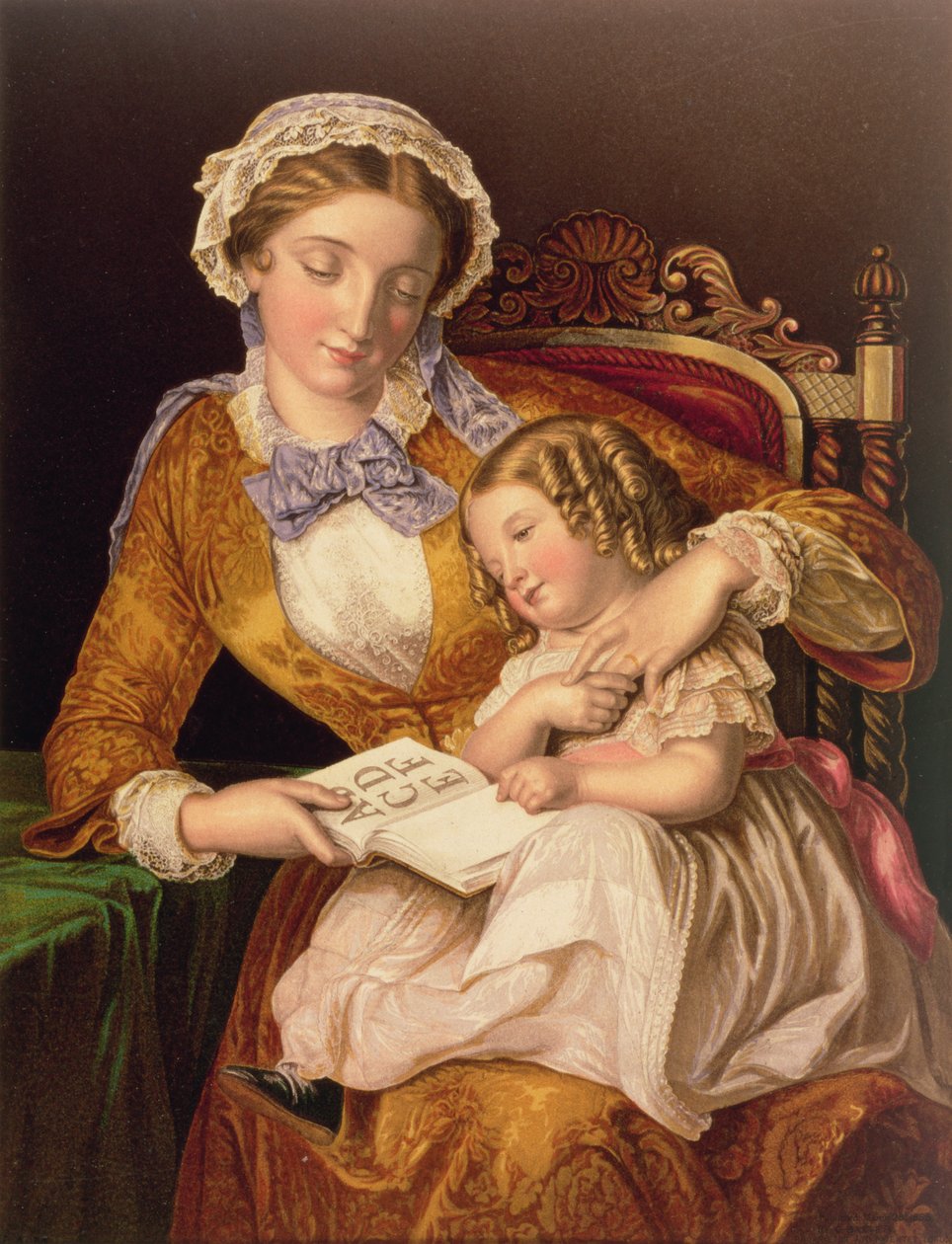 The First Lesson, julkaisija Baxter, 1855 (painettu). tekijältä Samuel Baruch Halle