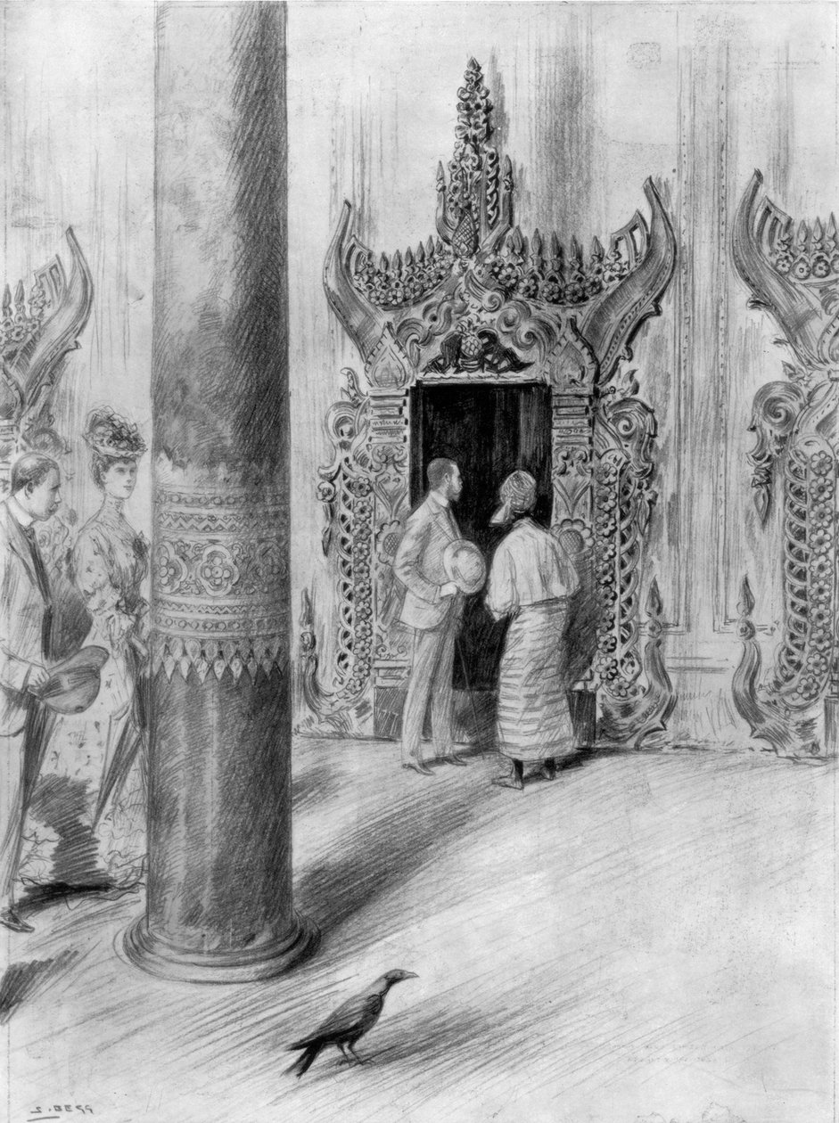 Walesin prinssi ja prinsessa King Theebawsin palatsissa, Mandalay, Burma, 1906 tekijältä Samuel Begg