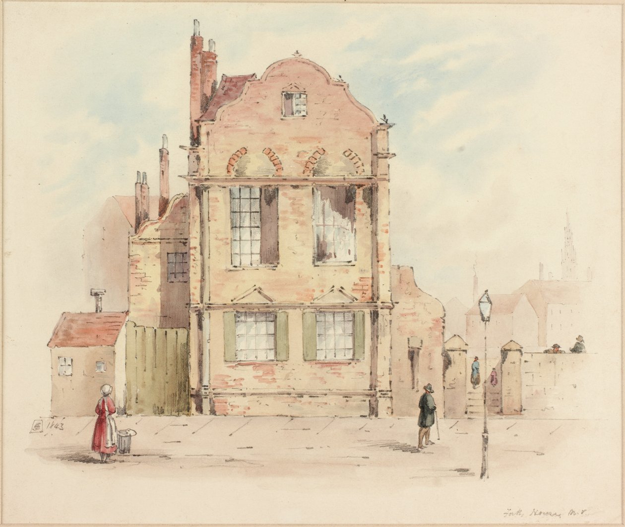 Forth House, Newcastle upon Tyne, 1843 (kynä ja wc paperilla) tekijältä Samuel Bilston