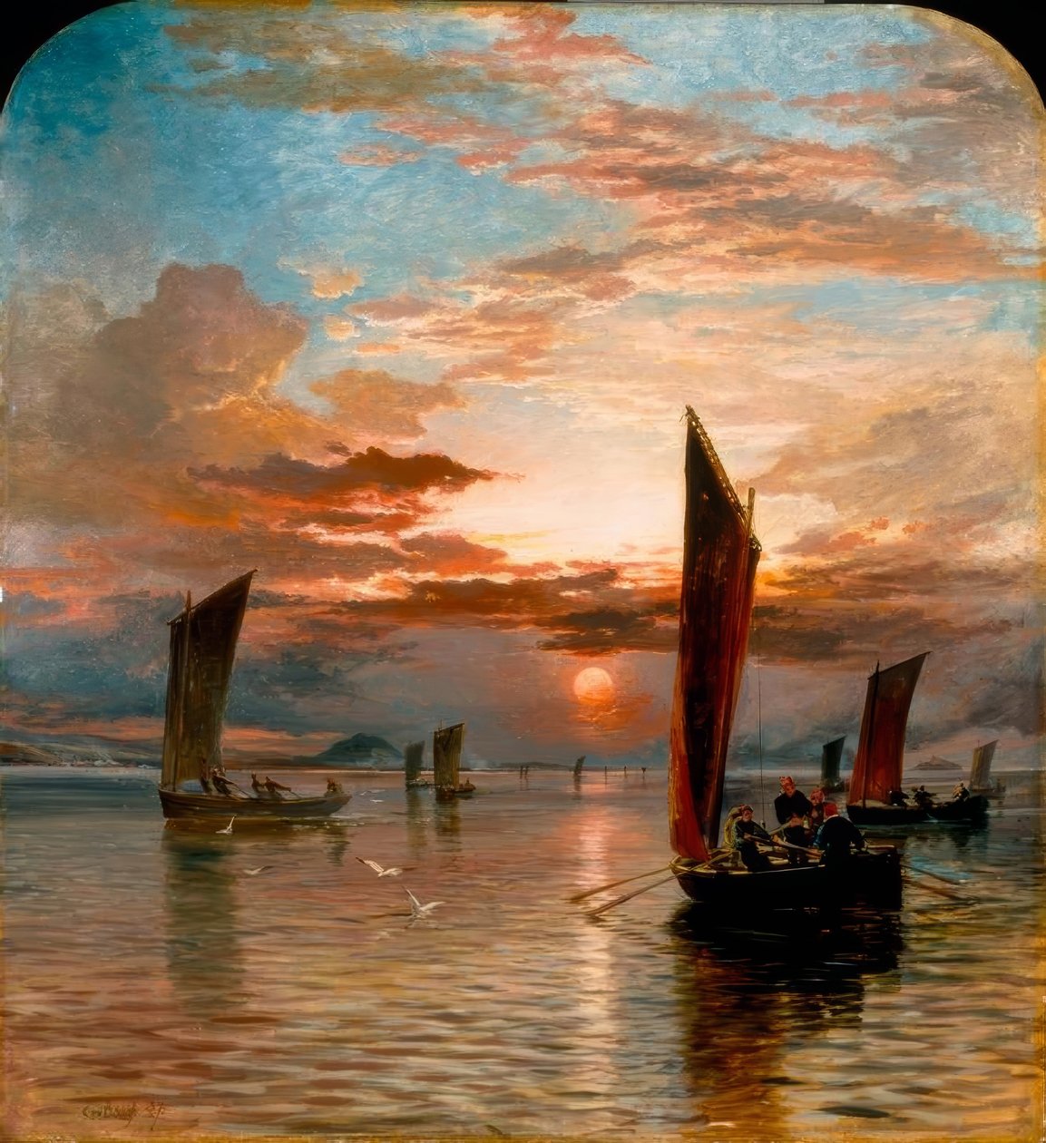 Auringonlasku Forthin yllä tekijältä Samuel Bough