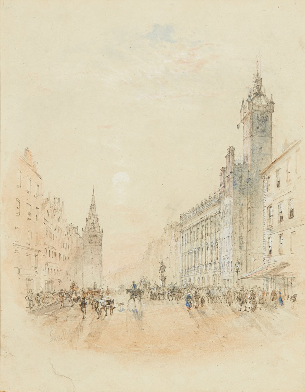 Trongate, Glasgow (lyijykynä ja vesiväri) tekijältä Samuel Bough