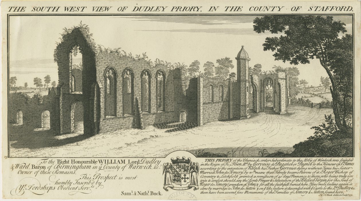 Dudley Priory: kaiverrus tekijältä Samuel Buck