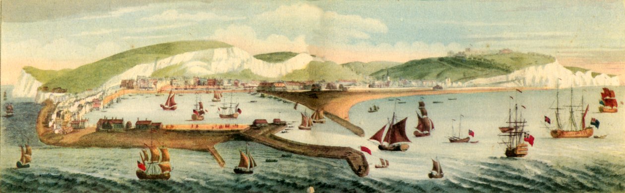 "The South Prospect of Dover, Kentin kreivikunnassa", 1749, 1942 tekijältä Samuel Buck