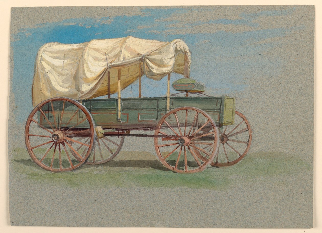 Piirros, katettu vaunu, 1870-80 tekijältä Samuel Colman