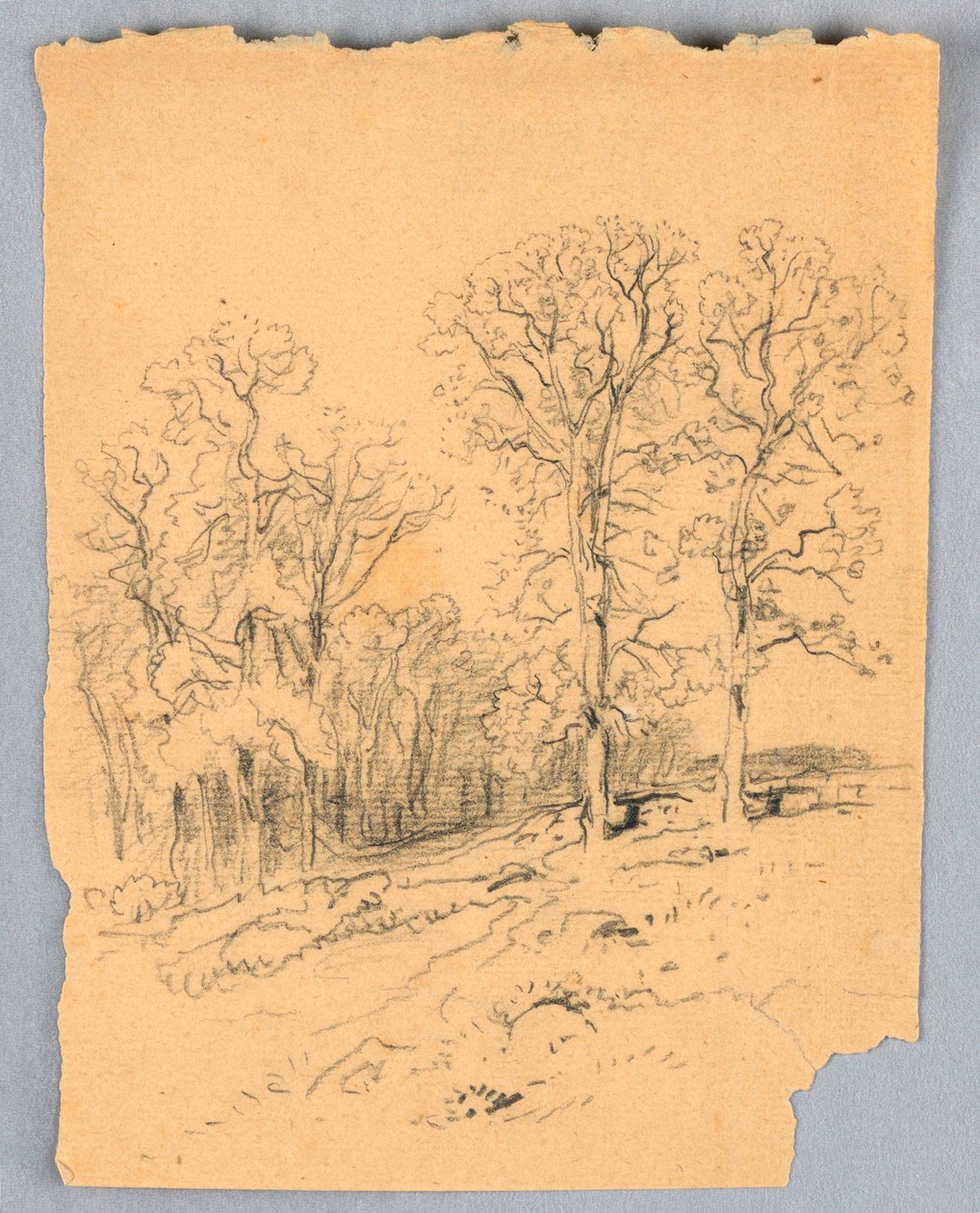 Piirros, maisemapiirros, jossa on mäkinen maantie, n. 1881. tekijältä Samuel Colman