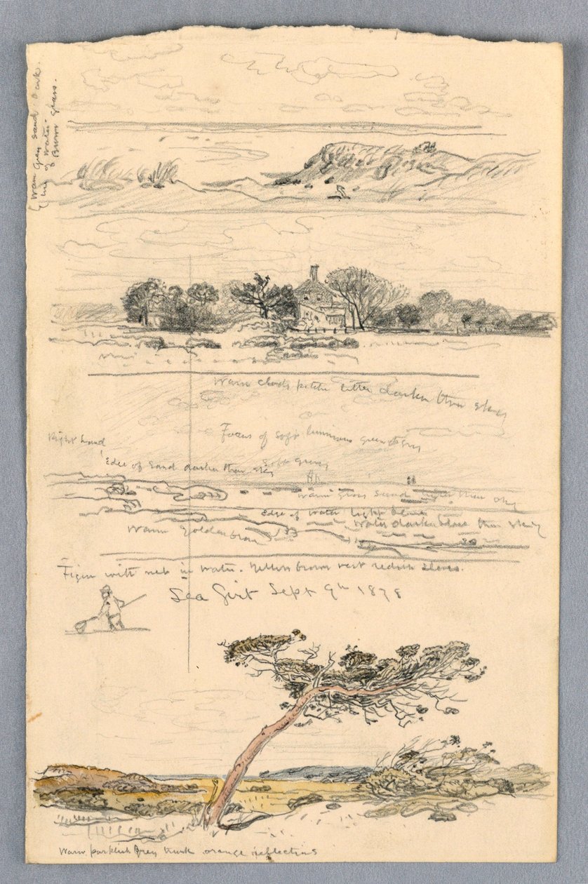 Piirros, luonnoksia Sea Girtistä, New Jersey, syyskuu 1878. tekijältä Samuel Colman