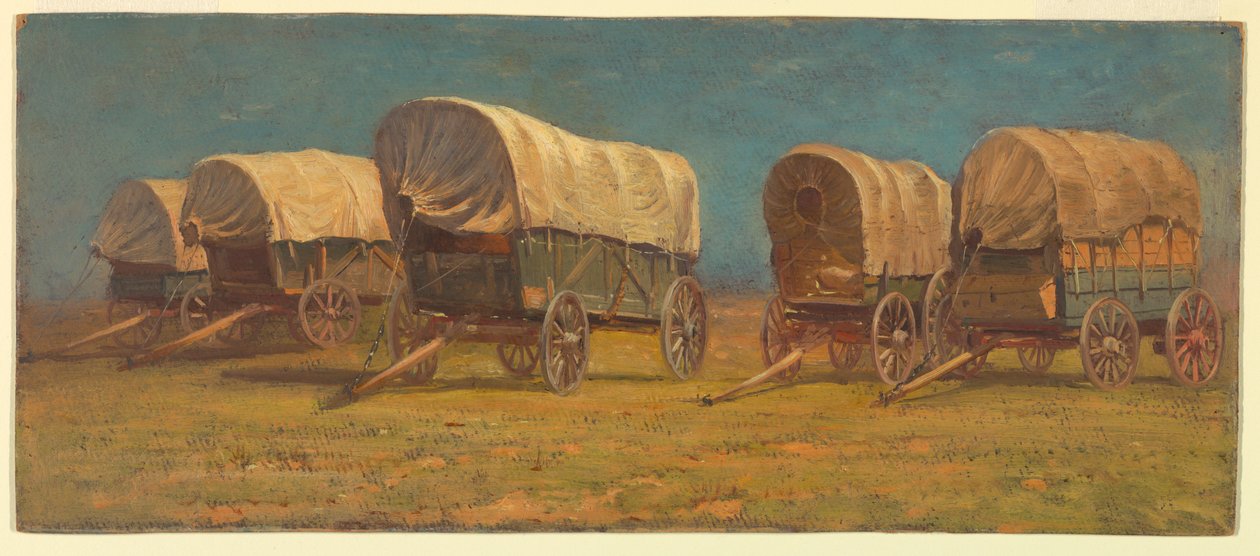 `Piirustus, tutkimus, katetut vaunut, mahdollisesti 1871 tekijältä Samuel Colman