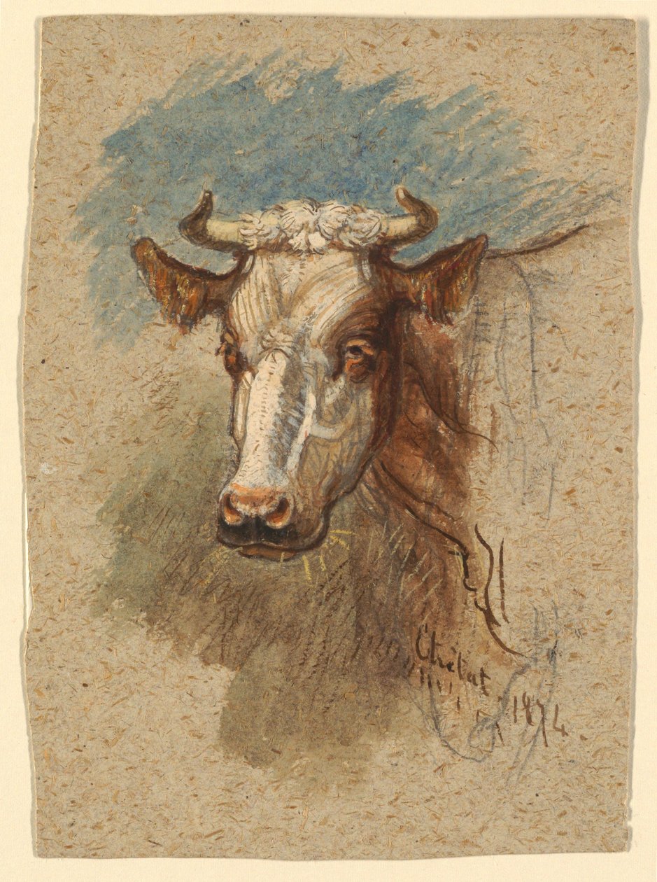 Lehmän päällikkö, Étretat tekijältä Samuel Colman