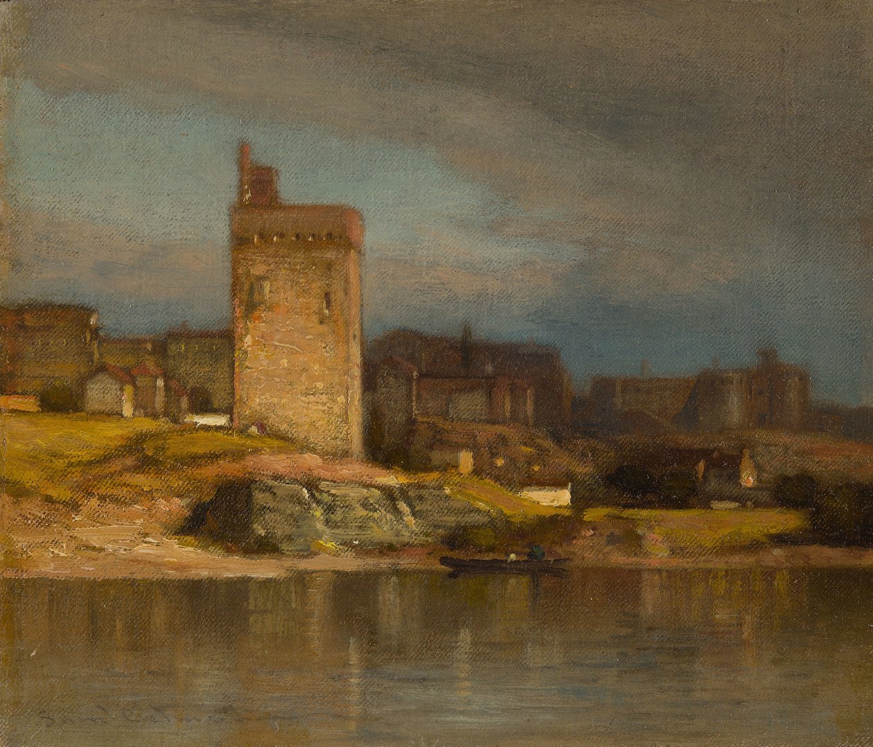 Vanha torni Avignonissa, n. 1875 (öljy kankaalle) tekijältä Samuel Colman