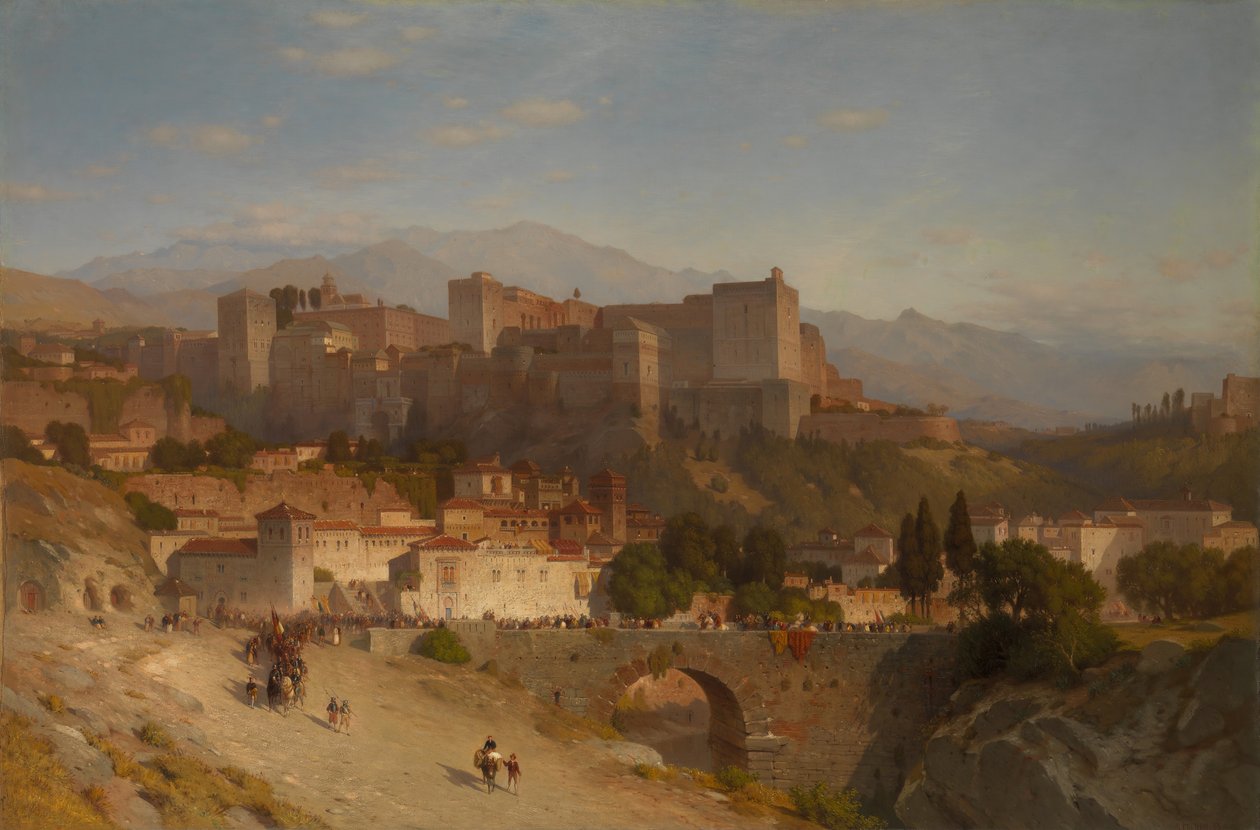 Alhambran kukkula, Granada, 1865. tekijältä Samuel Colman