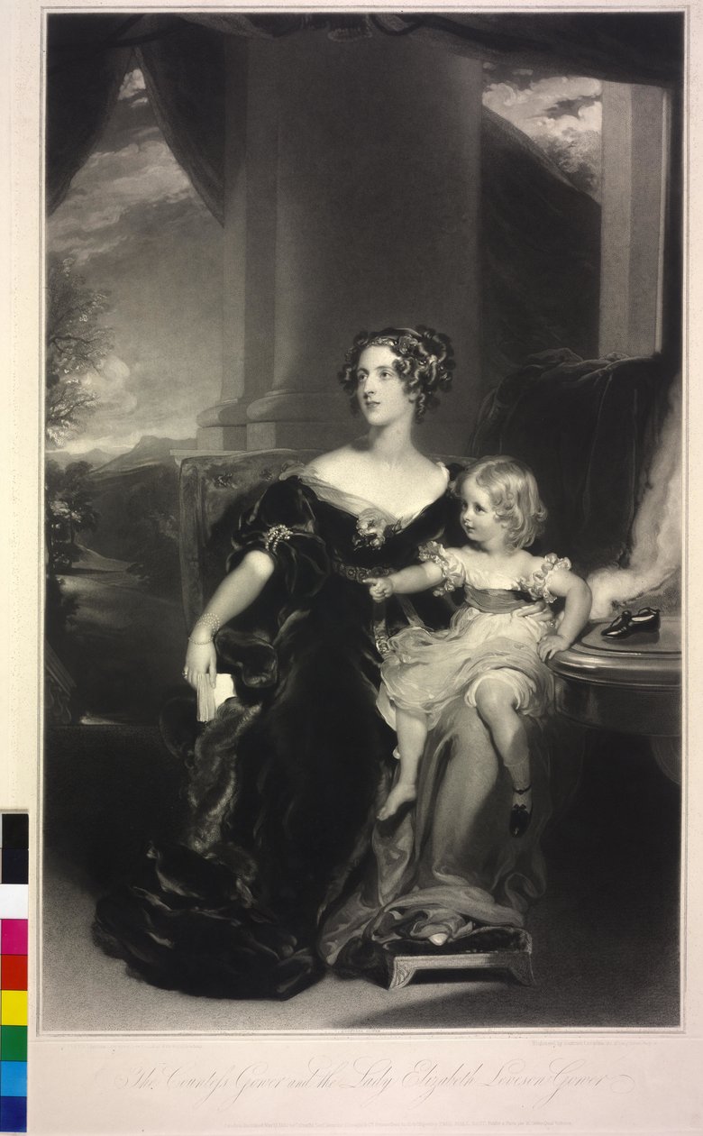 Lady Harriet Elizabeth Georgiana Howard ja hänen tyttärensä lady Elizabeth Georgiana Leveson-Gower. tekijältä Samuel Cousins