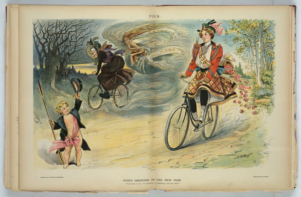 Puckin tervehdys uudelle vuodelle 1898 tekijältä Samuel D. Ehrhart