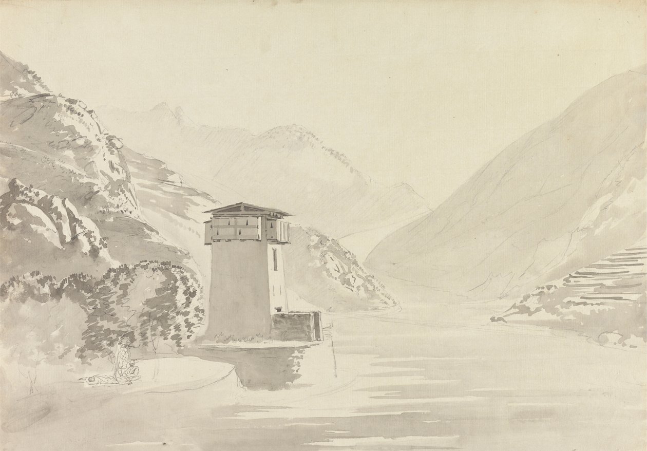 Vedere de pe podul de la Wandepore [Wangdu Phodrang] finlandez tekijältä Samuel Davis