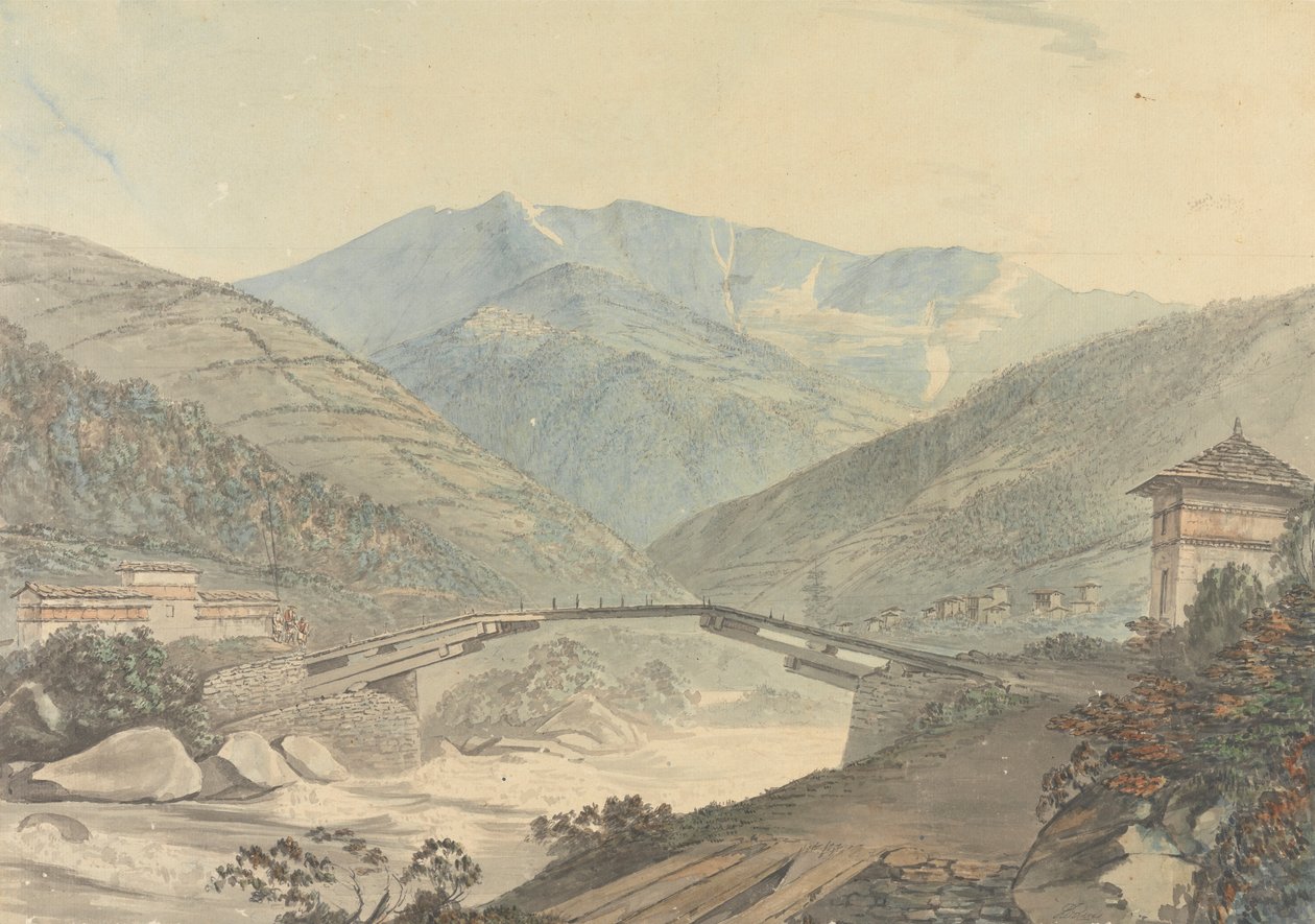 Näkymä lähellä Tassisudon [Tashicho Dzong] Bhutanissa tekijältä Samuel Davis