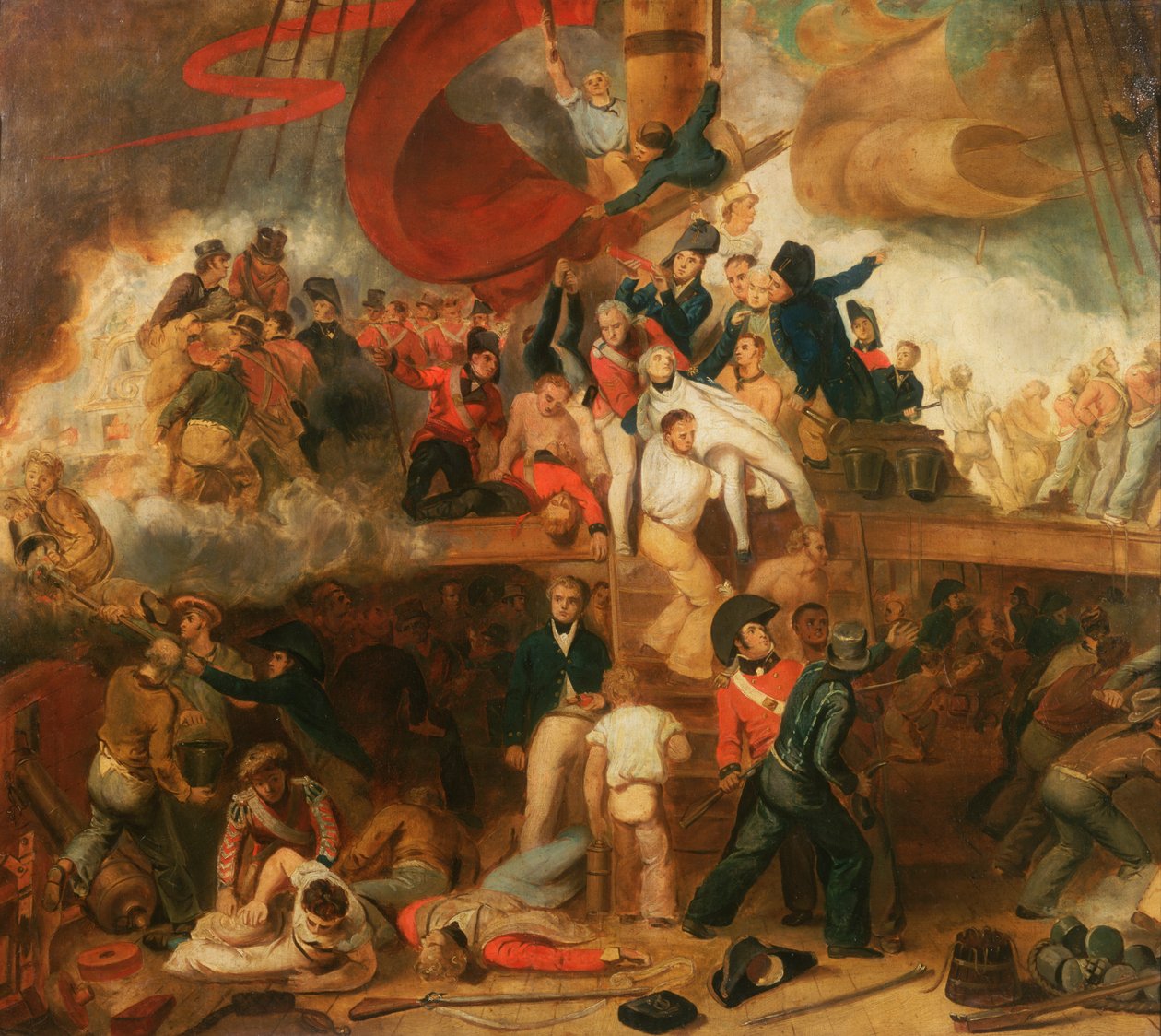 Nelsonin kuolema Trafalgarin taistelussa 21. lokakuuta 1805. tekijältä Samuel Drummond