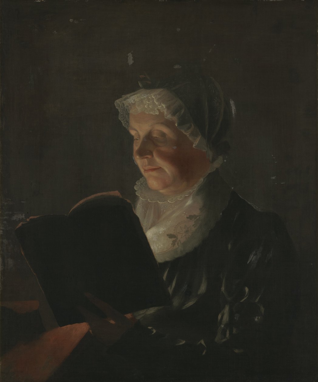 Kynttilänvalossa, noin 1820 (öljy kankaalle, puulle kiinnitetty). tekijältä Samuel Finley Breese Morse