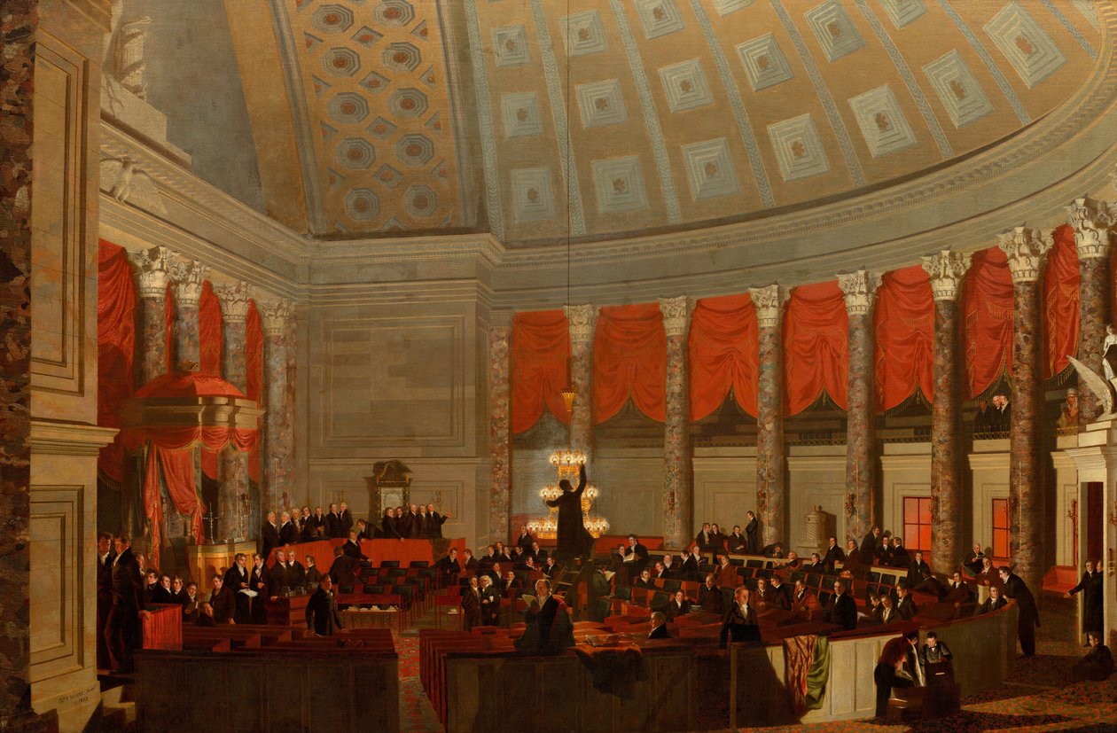 Edustajainhuone, 1822, luultavasti muokattu 1823. tekijältä Samuel Finley Breese Morse
