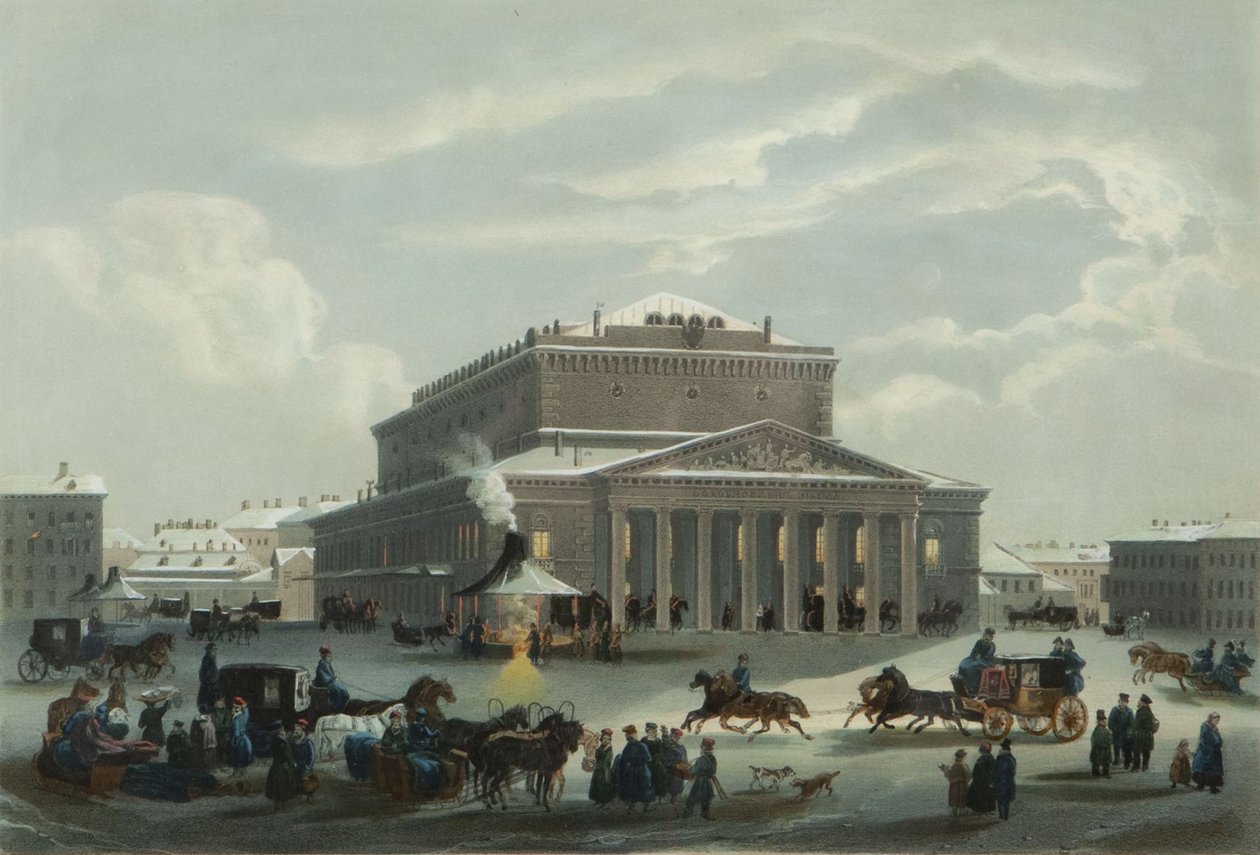 Pietarin keisarillinen Bolshoi Kamenny -teatteri, 1840-luvun loppu. tekijältä Samuel Friedrich Diez