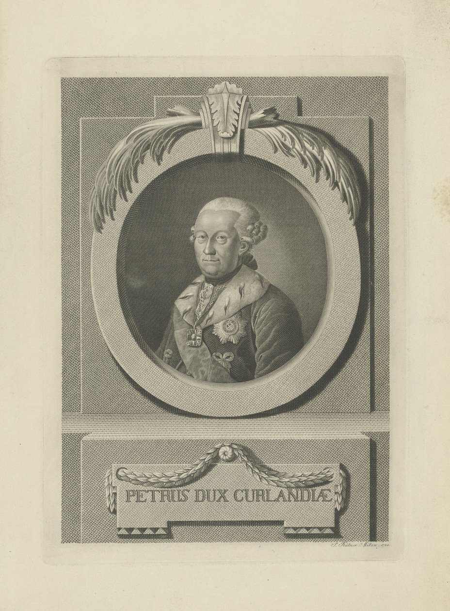 Peter von Biron 1724-1800, Kurinmaan ja Semigallian herttua, 1781. tekijältä Samuel Gottlieb Kuetner