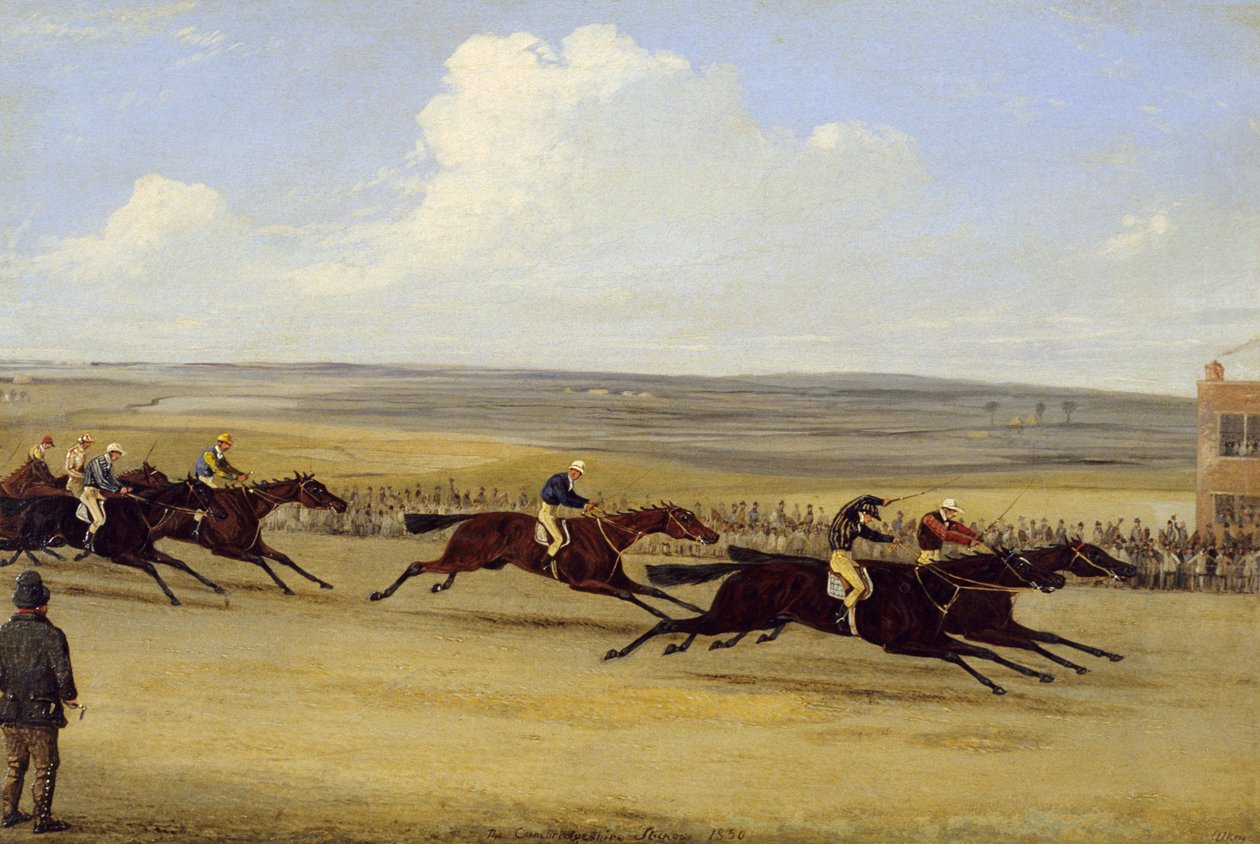 The 1850 Cambridgeshire Stakes: The Finish (öljy kankaalle) (katso myös 266406) tekijältä Samuel Henry Alken