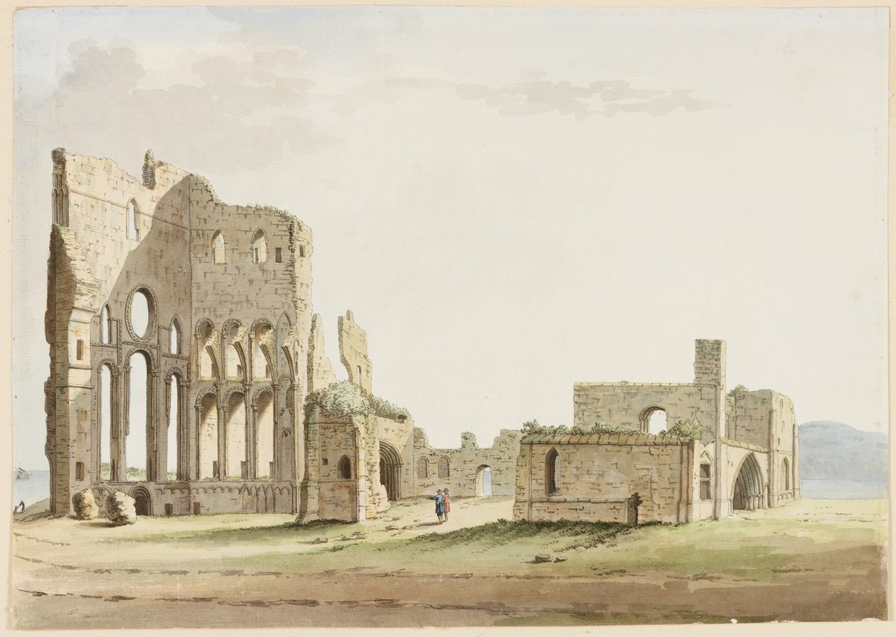 Tynemouth Priory, Northumberland (kynä ja muste ja wc paperilla) tekijältä Samuel Hieronymous Grimm