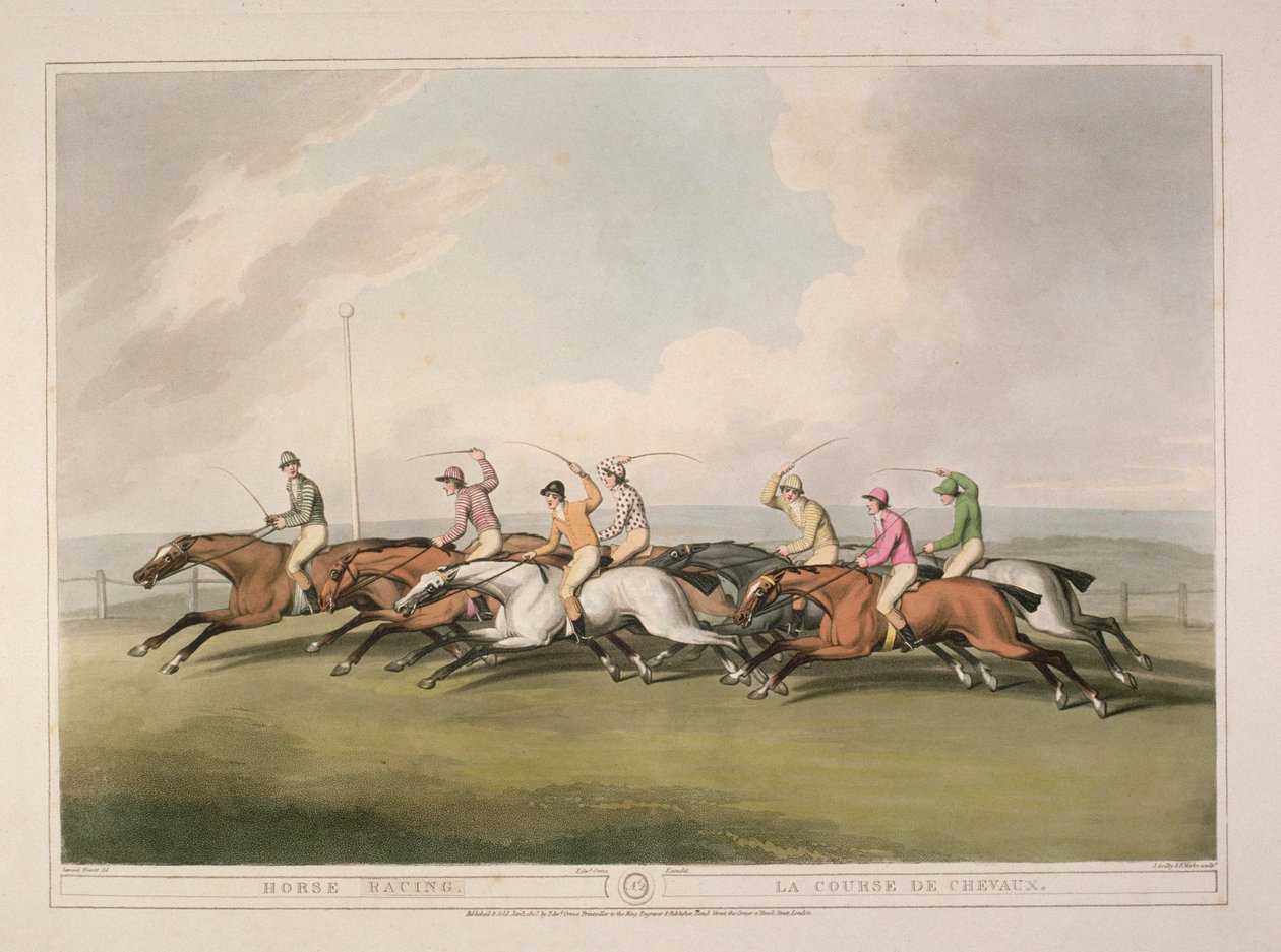 Hevoskilpailut Ormen British Field Sport Prints -kokoelmasta, 1807 tekijältä Samuel Howett