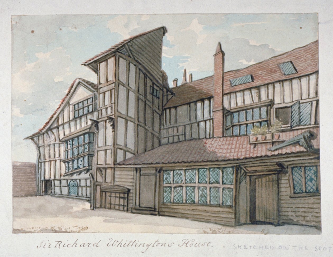 Sir Richard Whittingtonin talo, Milton Street, Lontoo, 1800 tekijältä Samuel Ireland