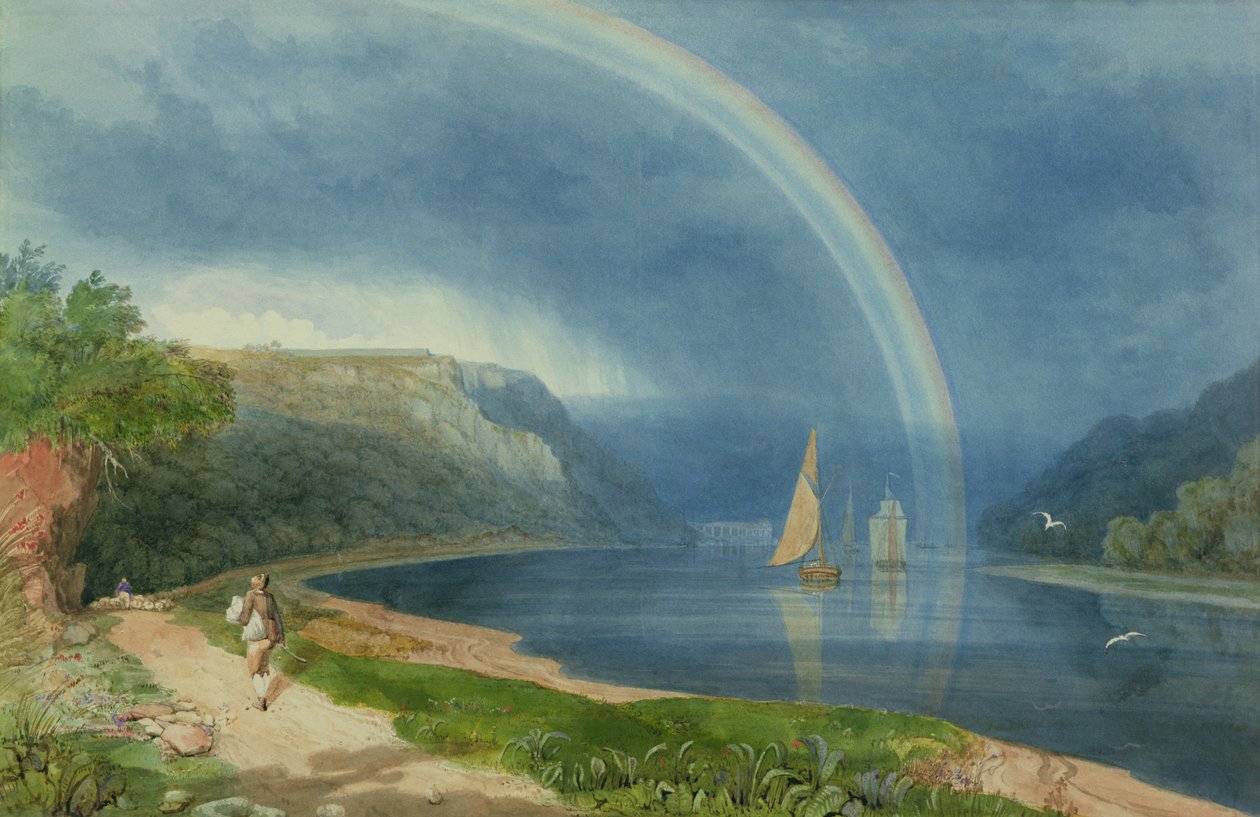Rainbow on the River Avon, n.1825 (akvarelli paperille) tekijältä Samuel Jackson