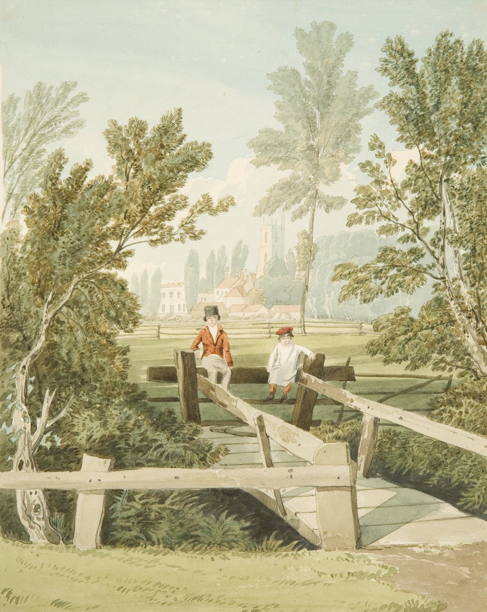 Kaksi poikaa puikolla Brislington Brookissa, n. 1824 tekijältä Samuel Jackson