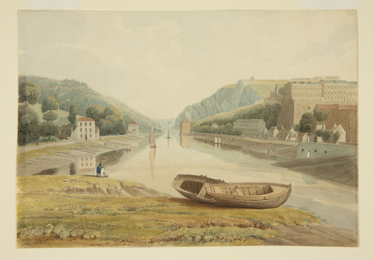 Katso Avon alas Hotwellsin ja Cliftonin kanssa, n. 1825 (akvarelli paperille) tekijältä Samuel Jackson