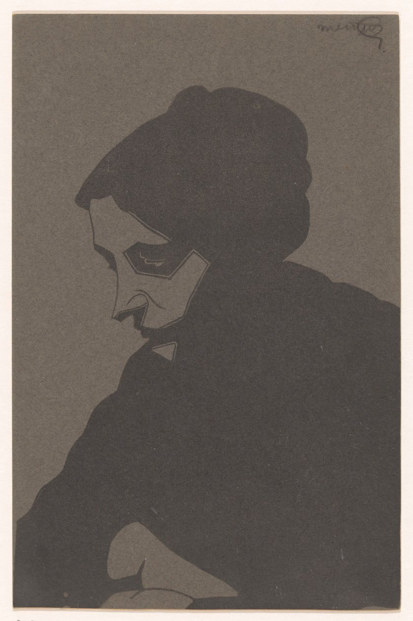 Nainen kolmineljännesnäkymässä vasemmalla, varjossa tekijältä Samuel Jessurun de Mesquita (signed by artist)