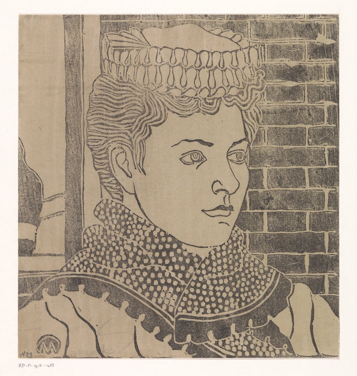 Dona amb barret de minyona finlandesa tekijältä Samuel Jessurun de Mesquita (signed by artist)