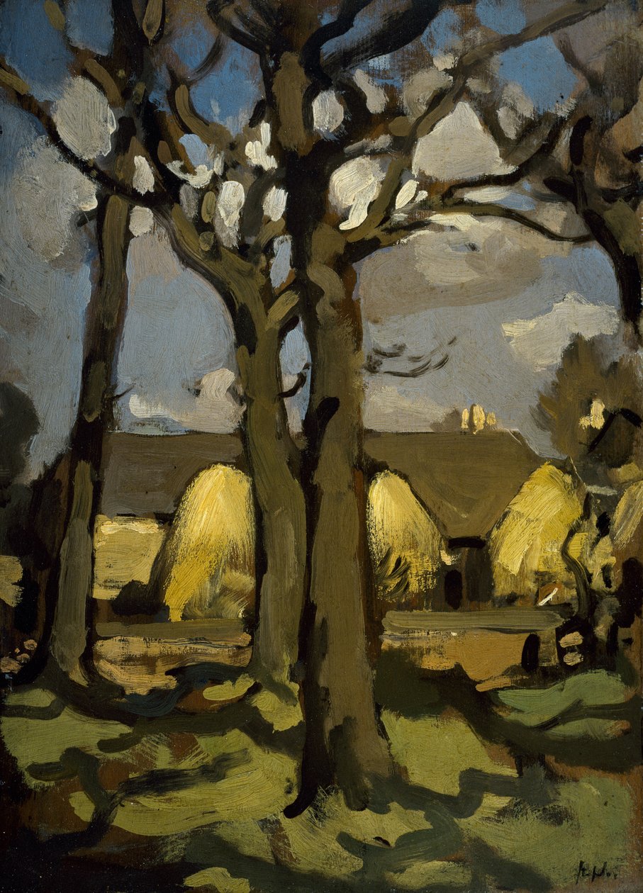 Farm Steading (öljy paneelissa) tekijältä Samuel John Peploe