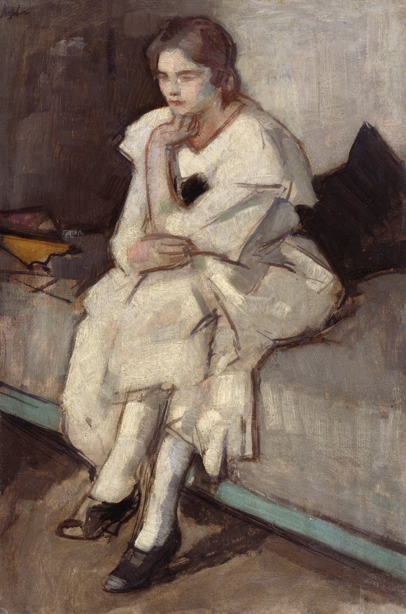 Tyttö valkoisessa mekossa (öljy kankaalle) tekijältä Samuel John Peploe