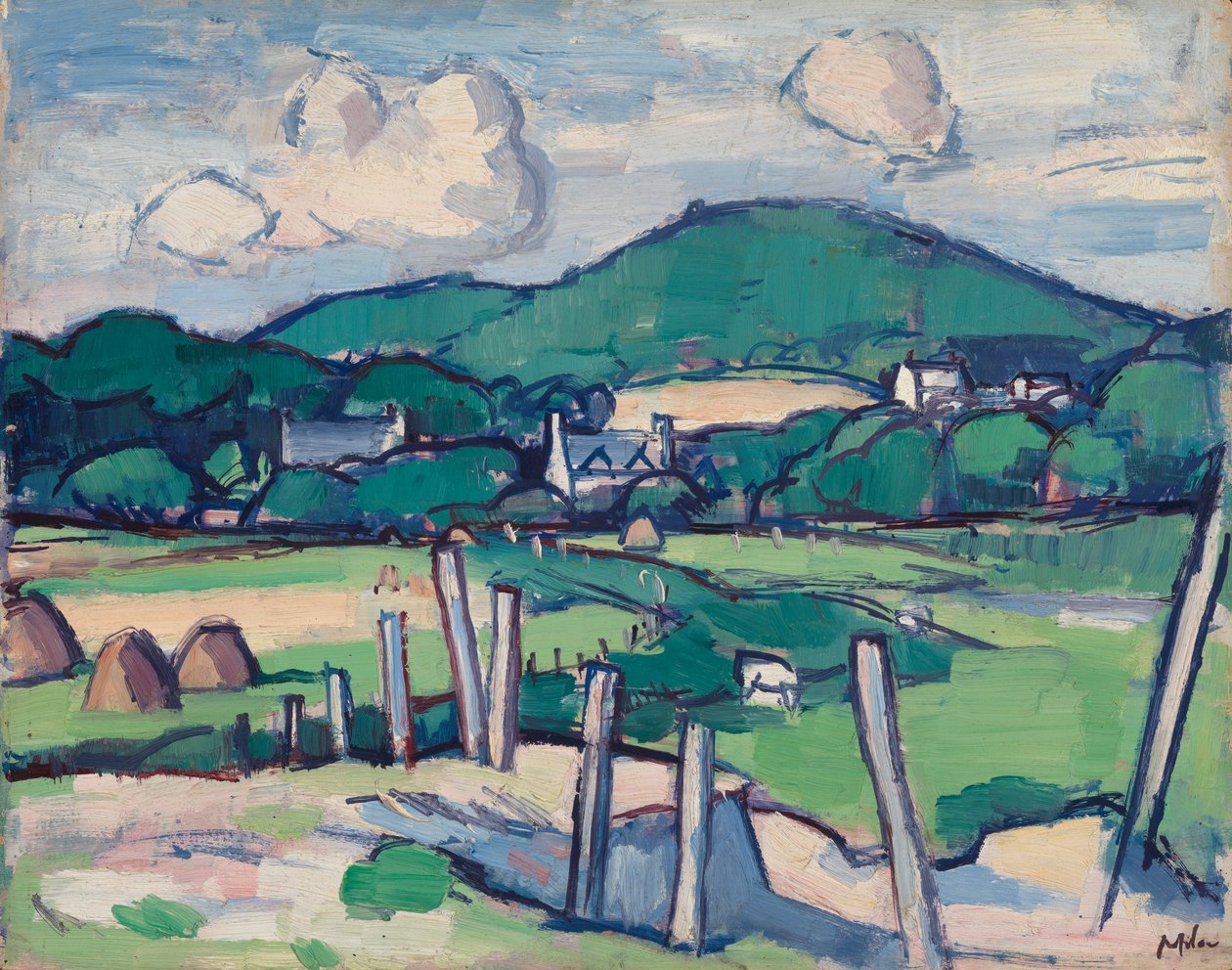 Maisema, n. 1891-1935 (öljy paneelille) tekijältä Samuel John Peploe