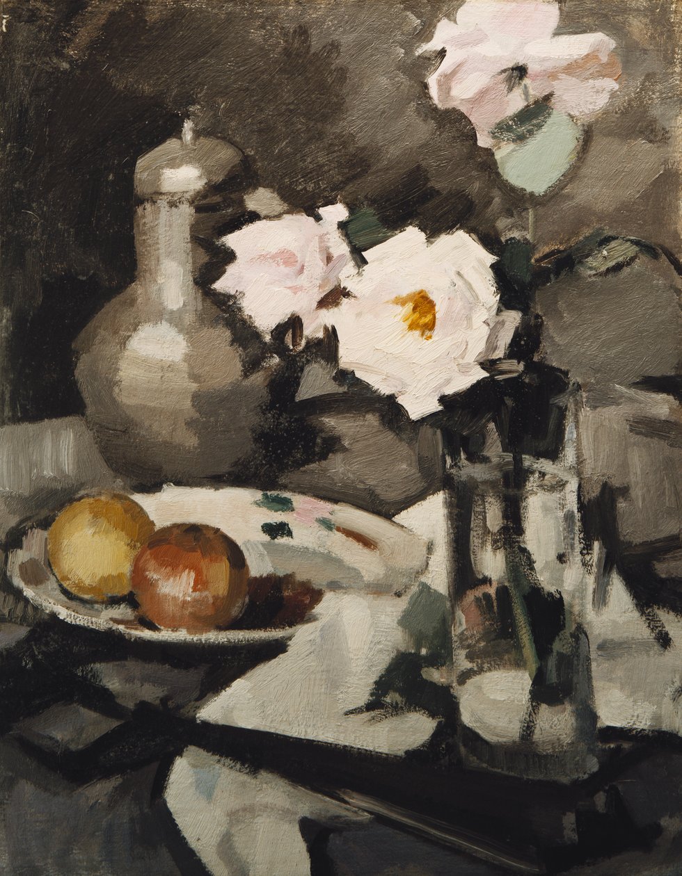 Vaaleanpunaisia ruusuja lasimaljakossa, n. 1924 tekijältä Samuel John Peploe