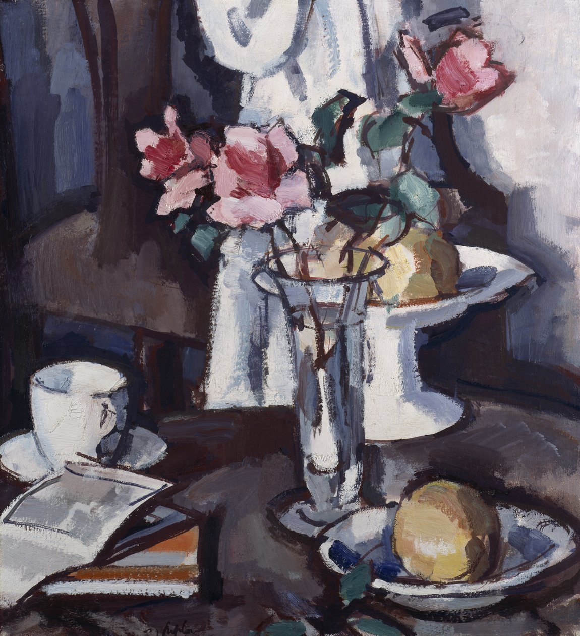 Asetelma punaisilla ruusuilla, n. 1931 (öljy kankaalle) tekijältä Samuel John Peploe