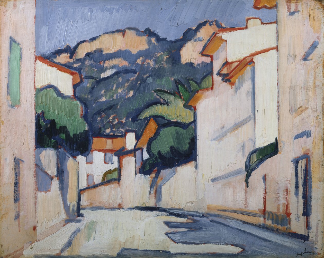 Katukuva, Cassis, n. 1913 (öljy paneelille) tekijältä Samuel John Peploe